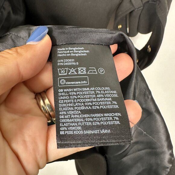 2/$30 H&M Waterfall Ruffle Trench Coat Black 10 #A0389 TRB2 - Picture 6 of 7